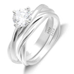 Load image into Gallery viewer, Aurora Bridal Set Womens Sterling Cz Engagement Ring Band Ginger Lyne Collection - 12
