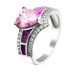 Load image into Gallery viewer, Majestic Heart Cz Promise Ring Created Fire Opal Girl Women Ginger Lyne Collection - Pink,7
