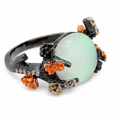 HenriettaBlackTreeBranchGothicInspiredFireOpalEngagementRingforWomenbyGingerLyne_Black-1