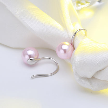 Drop Hook Earrings for Women Simulated Pearl Sterling Silver Ginger Lyne Collection - Pink
