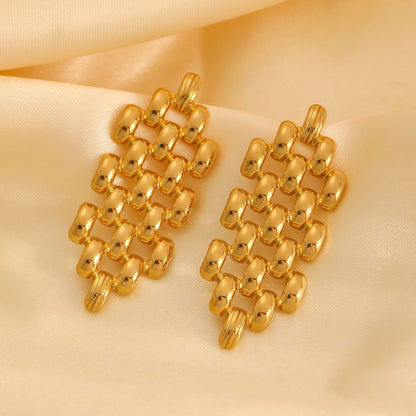 MeshDropEarringsforWomenbyGingerLyneGoldStainlessSteelSolidNon-FlexibleStud_Gold-2