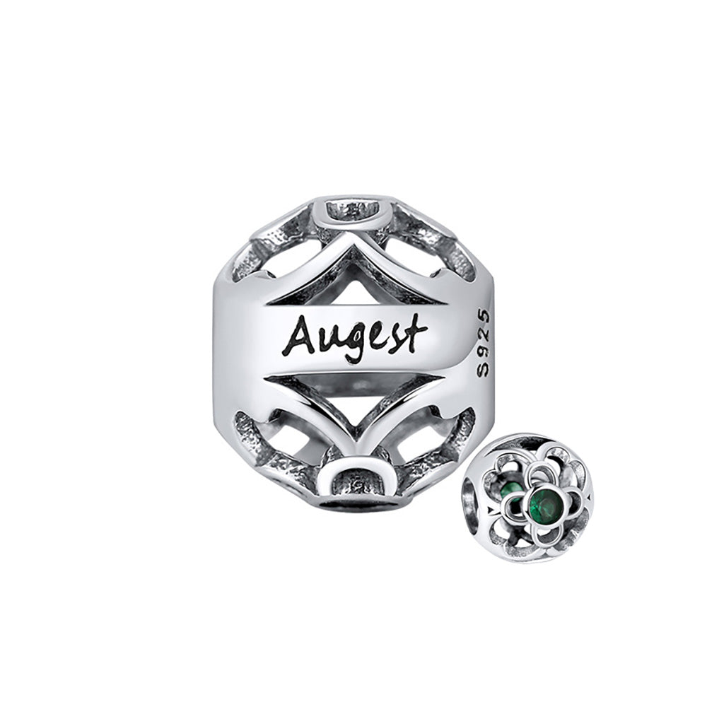 Birthstone Charms for Bracelet Sterling Silver CZ Womens Ginger Lyne Collection - August