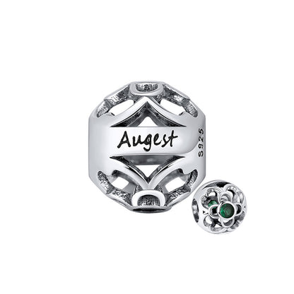 Birthstone Charms for Bracelet Sterling Silver CZ Womens Ginger Lyne Collection - August