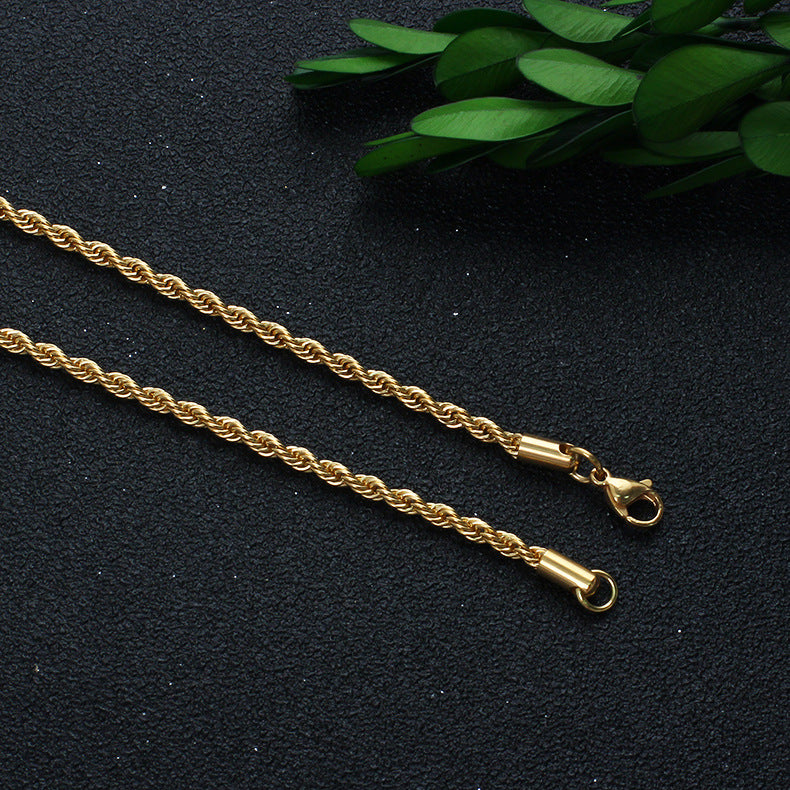 Gold Twisted Rope Chain Necklace 18 Inch 6mm Stainless Steel Hip Hop for Women by Ginger Lyne - 18 Inch Gold