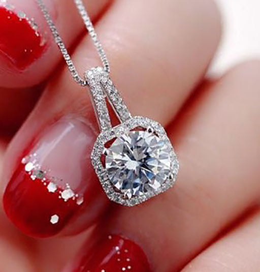 Melinda Pendant Necklace Halo Solitaire Cubic Zirconia Women Ginger Lyne Collection