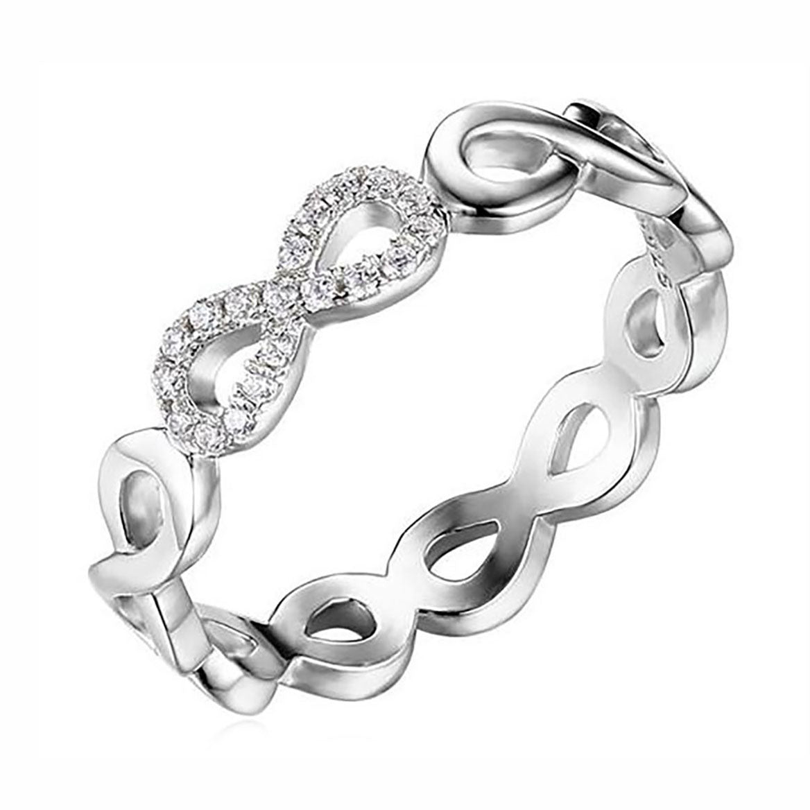 Emma Infinity Eternity Wedding Band Ring Silver Cz Women Ginger Lyne Collection - 12