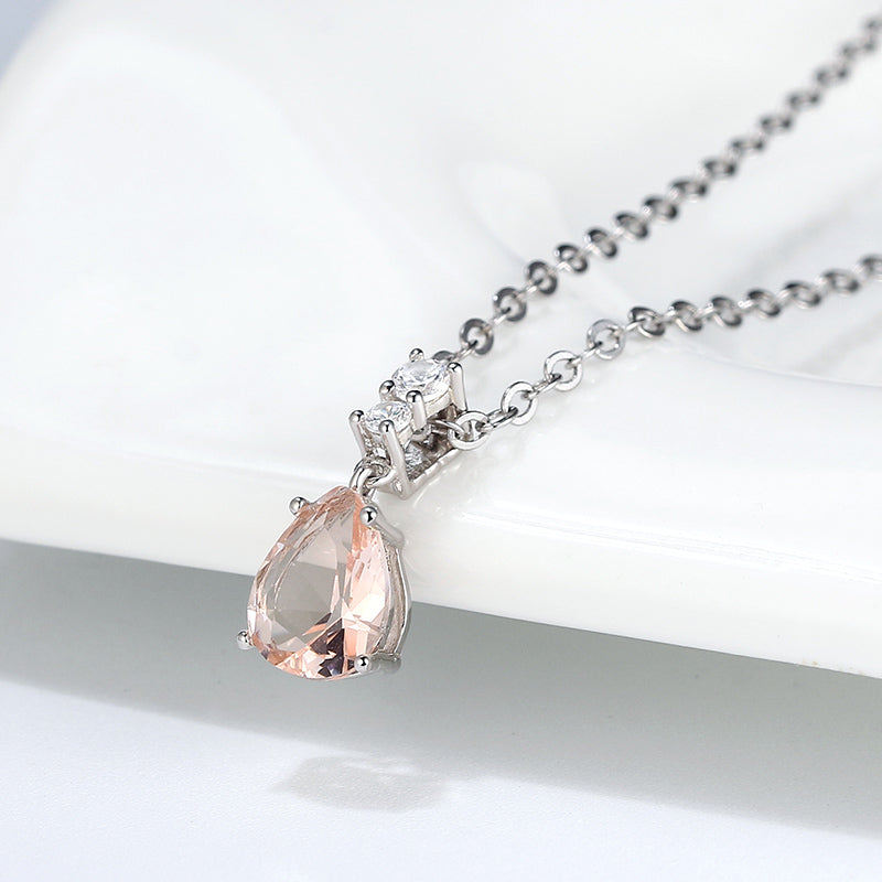 Champagne Pendant Necklace for Women Pear  Cz Sterling Silver Ginger Lyne Collection