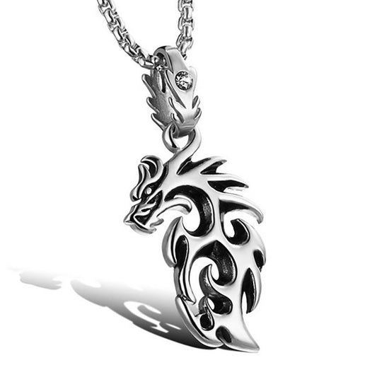 Dragon Flame Necklace for Men or Women Stainless Steel Gothic Biker Ginger Lyne Collection