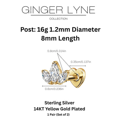MarquiseCZFlatBackEarringsforCartilageHelixTragusLobe16gGoldPlatedSterlingSilver1pairbyGingerLyne_Gold-5