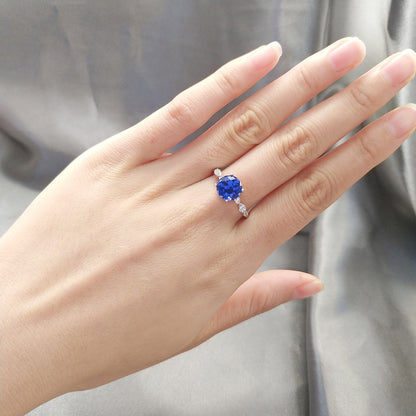 Created Blue Sapphire Engagement Ring for Women Sterling Silver Ginger Lyne Collection