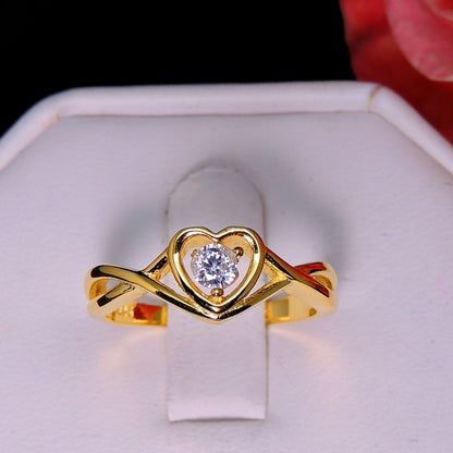 Christine Engagement Ring Promise Heart For Women Yellow or Rose Gold Cz Ginger Lyne Collection