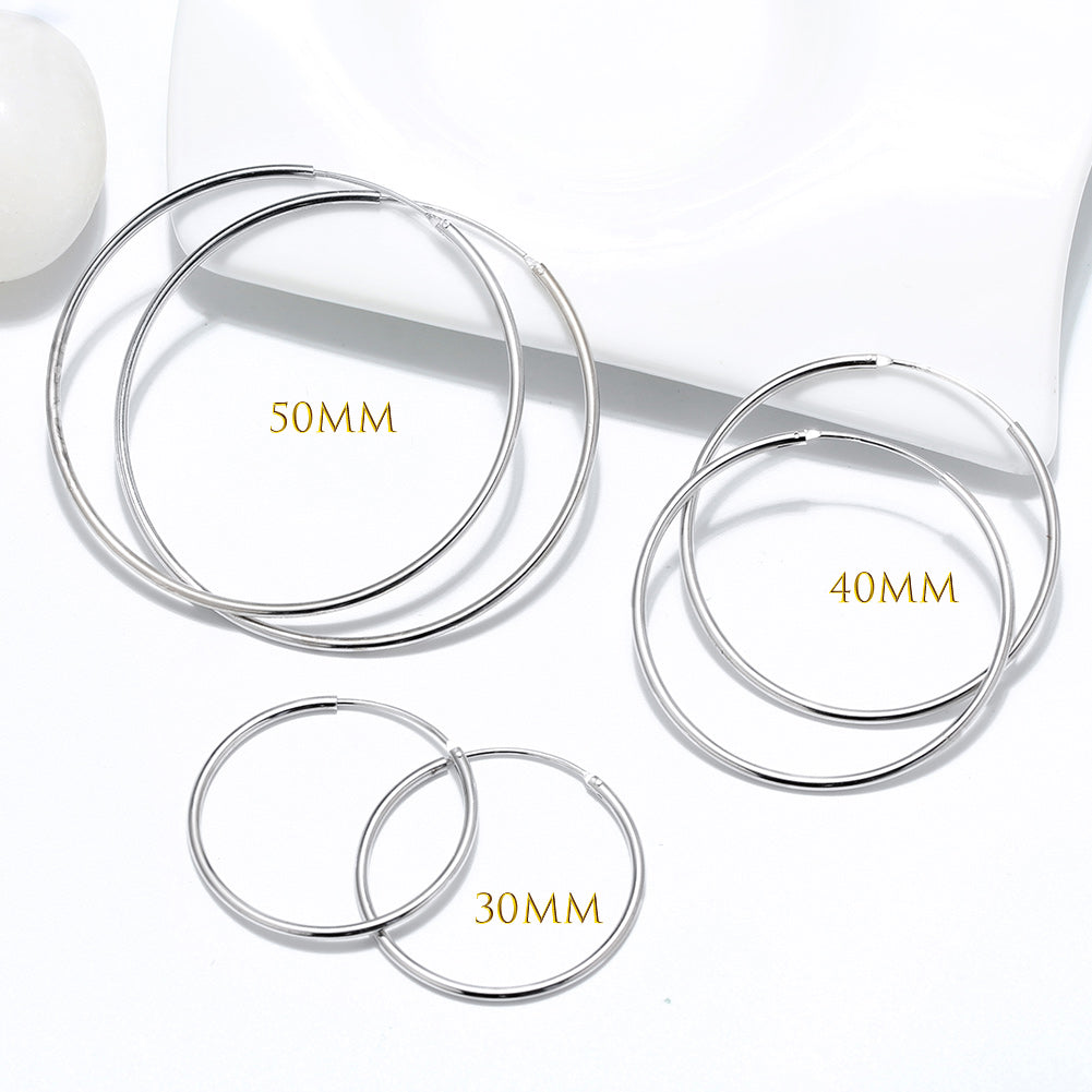 Thin Hoop Earrings for Women Classic Thin Sterling Silver Womens Ginger Lyne Collection - 50mm-Silver