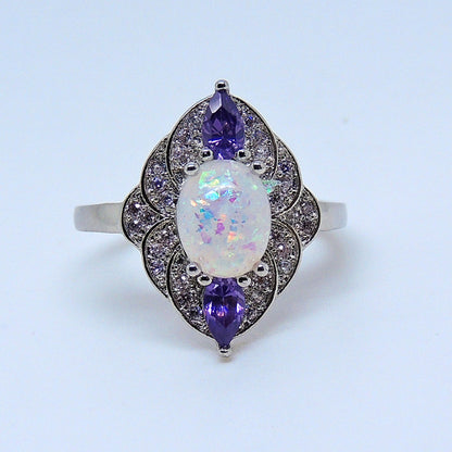 Quin Created Fire Opal Purple Cz Ring Women Ginger Lyne Collection