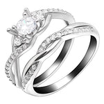 Load image into Gallery viewer, Contessa Bridal Set Sterling Silver Engagement Ring Cz Womens Ginger Lyne Collection - 12
