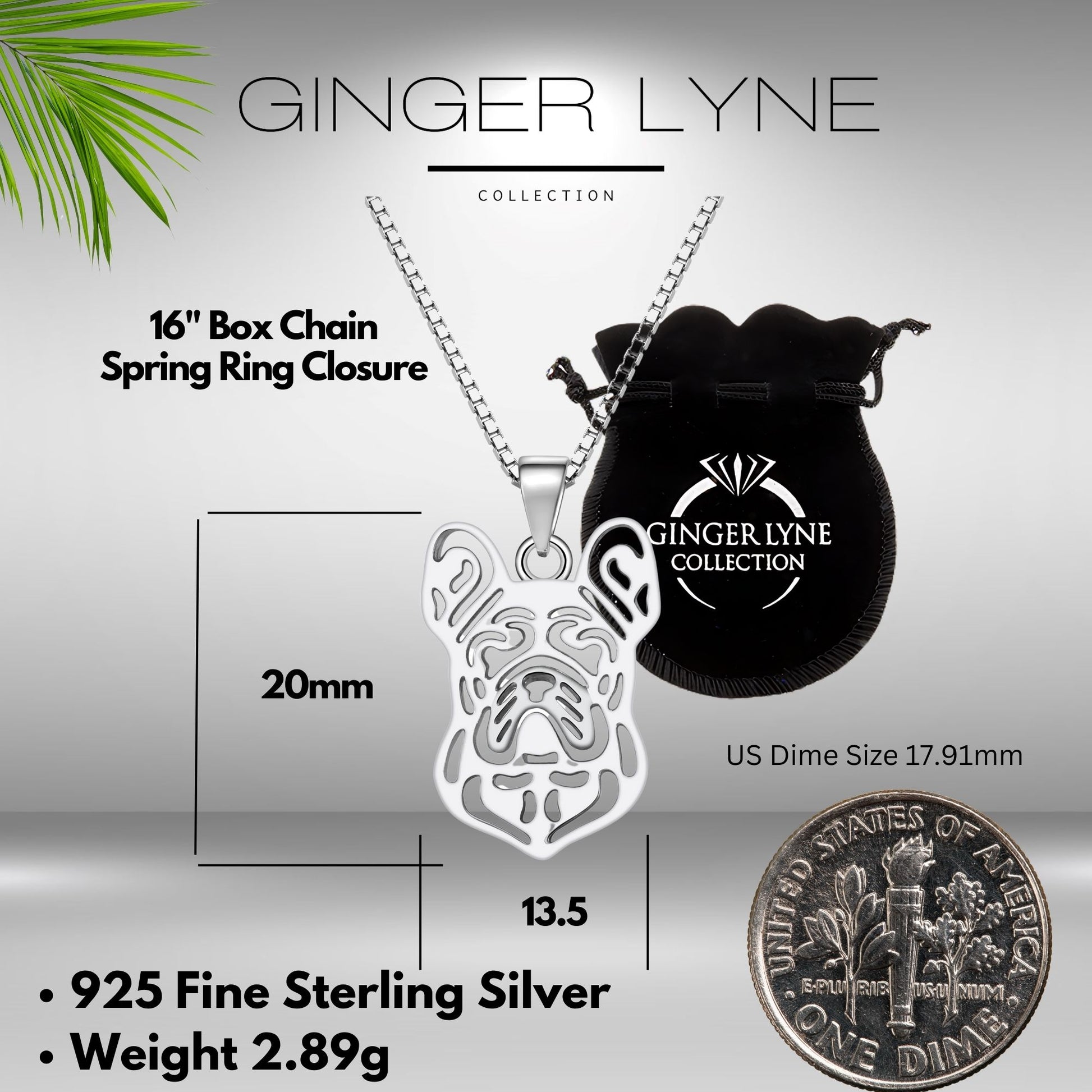 French Bulldog Dog Necklace Earrings or Set for Women Sterling Silver by Ginger Lyne - Dog Set