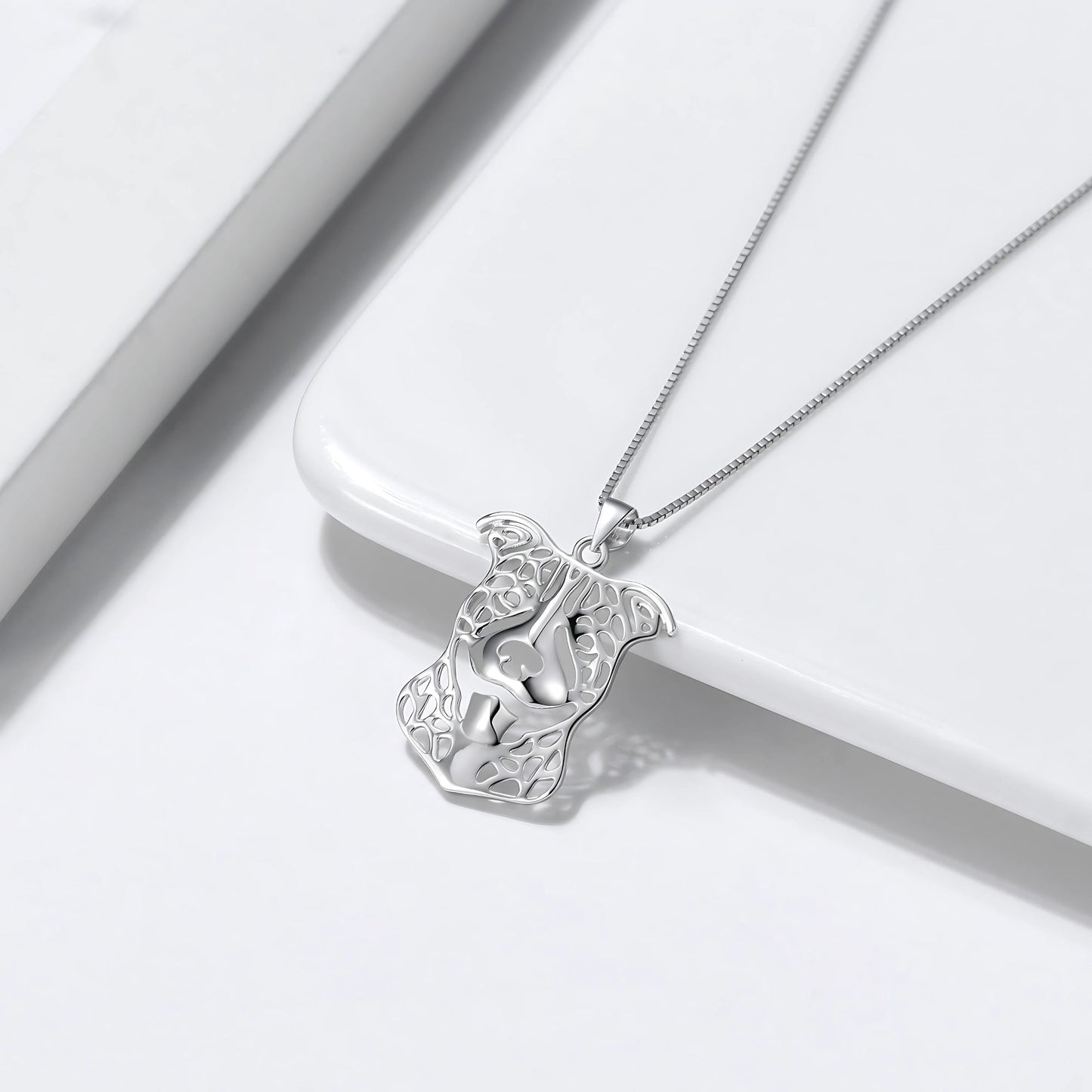 Pit Bull Dog Necklace Earrings or Set Sterling Silver Womens Ginger Lyne Collection - Ears Down Necklace