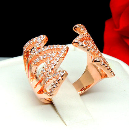 Maya Gold Plated Cubic Zirconia Wrap Ring Adjustable Women Ginger Lyne Collection