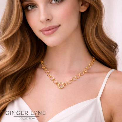 CarabinerCharmNecklaceforWomenHeartChainRoundCarabinerHolderStainlessSteelbyGingerLyne_12mm/Gold-5