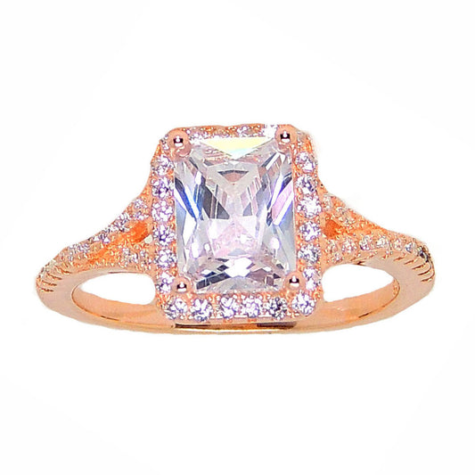 Nancy Engagement Ring Rose Gold Sterling Silver Cz Womens Ginger Lyne Collection