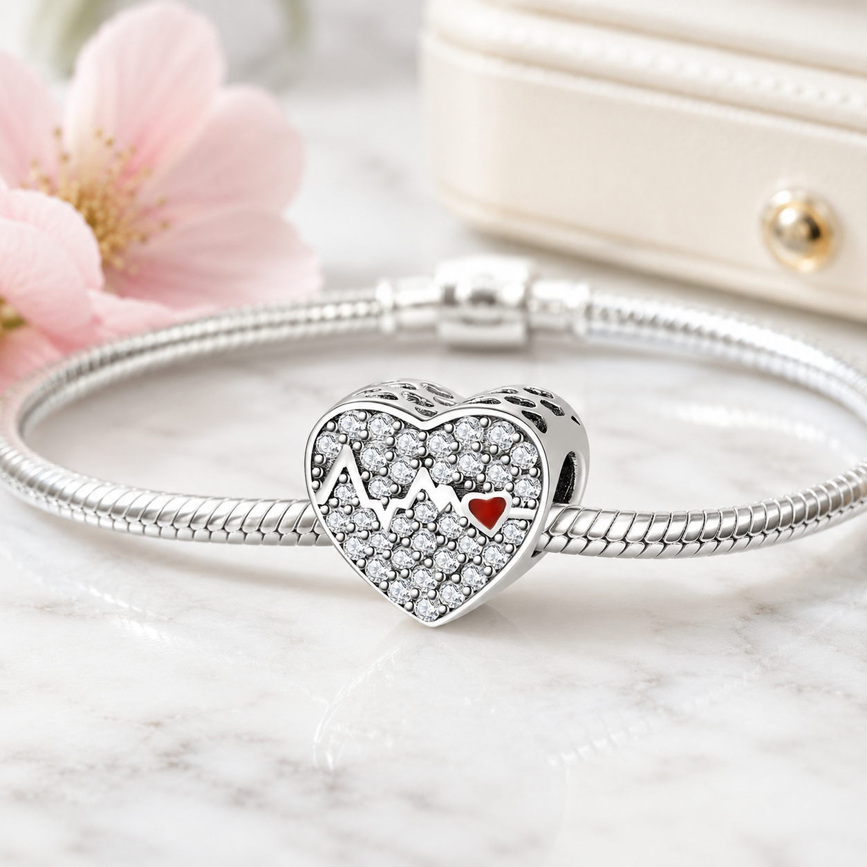 HeartbeatLoveHeartBeadCharmClearCubicZirconiaSterlingSilverWomensGingerLyneCollection_Silver-5