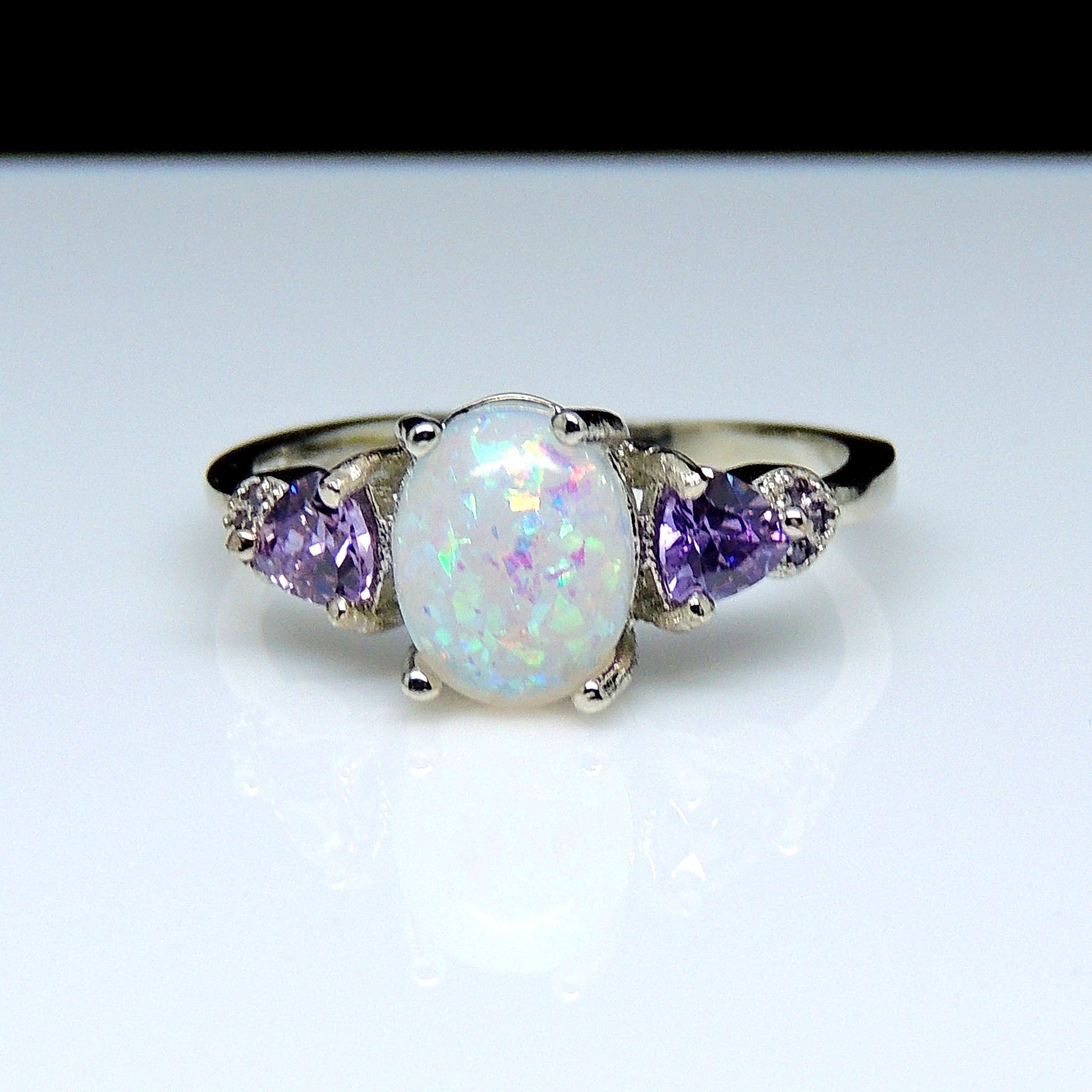 CeliaFireOpalRingPurpleEngagementWomensGingerLyneCollection_Silver-2