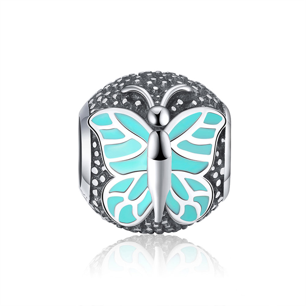 Butterfly Charm European Bead Sterling Silver Blue Ginger Lyne Collection