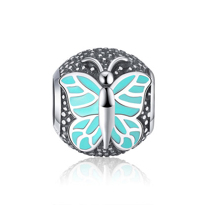 Butterfly Charm European Bead Sterling Silver Blue Ginger Lyne Collection