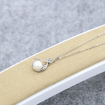 Mermaid Necklace Simulated Pearl Sterling Silver Womens by Ginger Lyne Collection