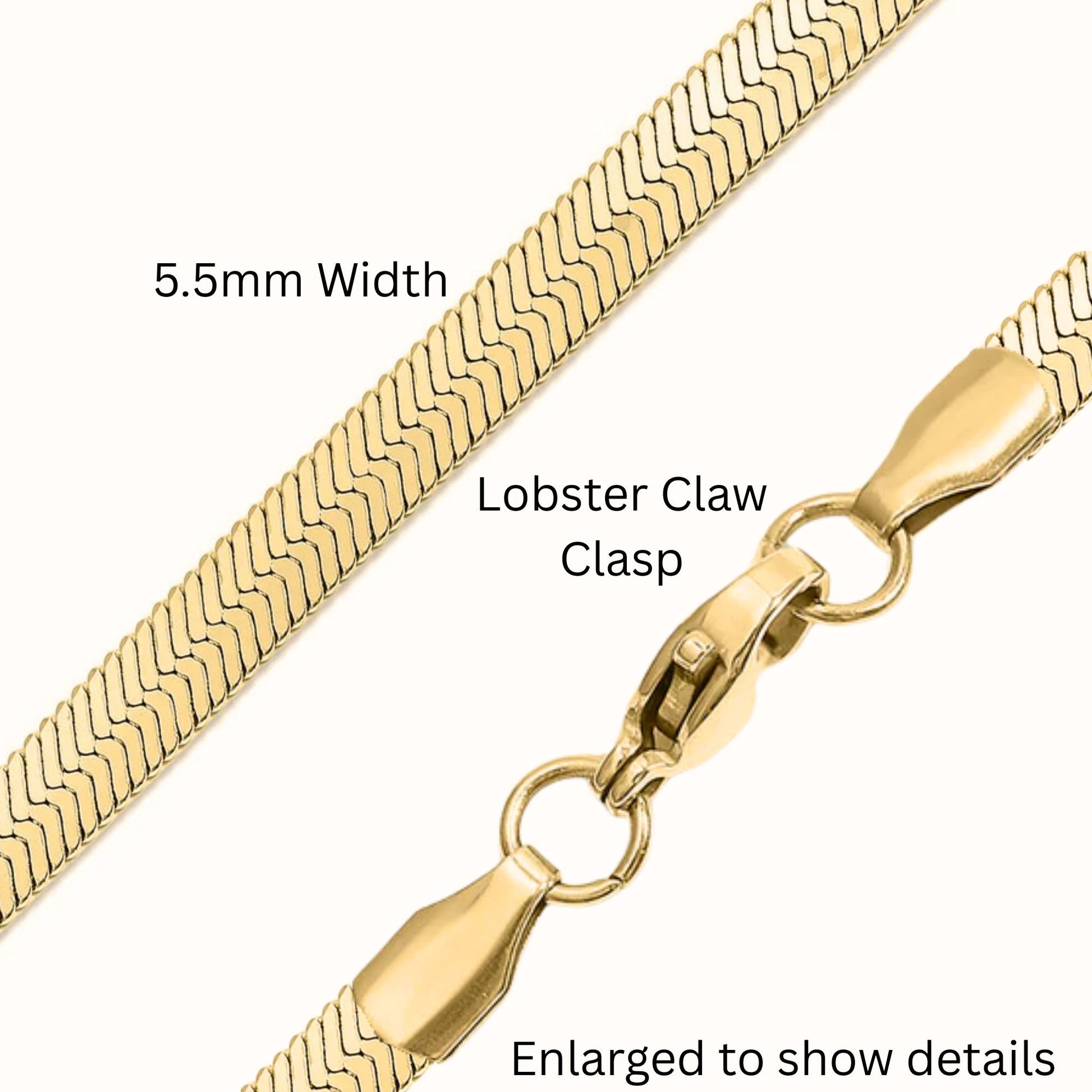 HerringboneChainNecklaceforMenorWomen18Inch5.5mmWide18KGoldPlatedStainlessSteelGingerLyne_Silver-6
