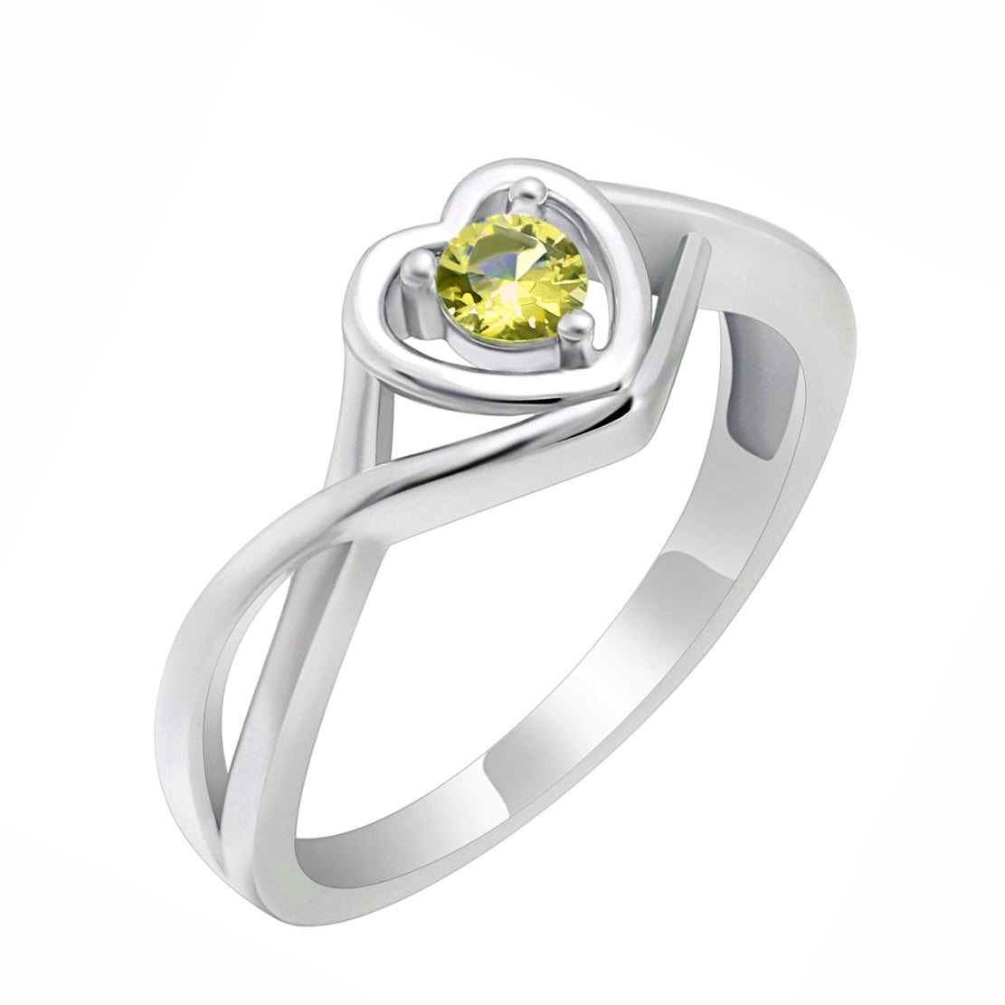 Christine Engagement Ring Promise Heart For Women Silver Cz Ginger Lyne Collection - November Yellow,10