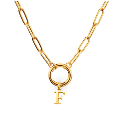 PaperclipLinkCircleCarabinerIntialLetterCharmHolderNecklaceforWomen18ktGoldPlatedStainlessSteelGingerLyne_Gold-F-1