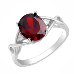 Load image into Gallery viewer, Birthstone Engagement Ring for Women by Ginger Lyne Sterling Silver Cubic Zirconia - Red,10
