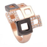 Load image into Gallery viewer, Geo Modern Statement Ring Black Plate Cubic Zirconia Women Ginger Lyne Collection - 8
