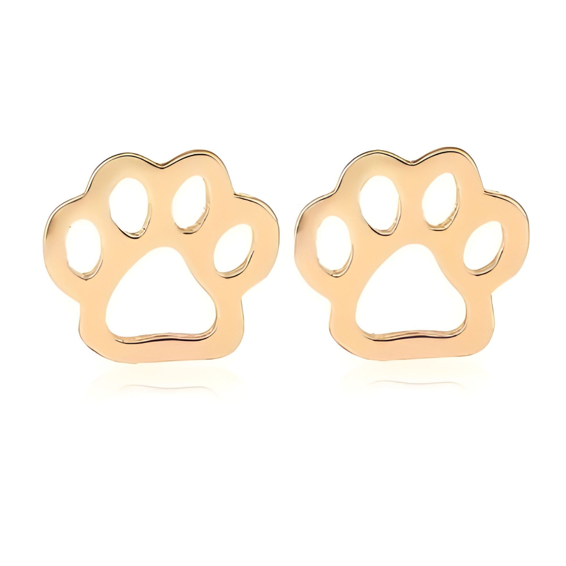 GingerLynePawPrintEarringsforWomenPetDogorCatLoverStainlessSteelStud_GoldTone-1