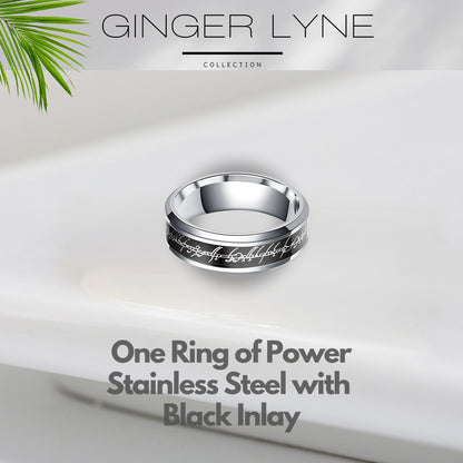 OneRingWeddingBandforMenorWomen8mmStainlessSteelGingerLyneCollection_Black-2
