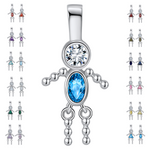 Load image into Gallery viewer, Baby Birthstone Pendant Charm by Ginger Lyne, Boy December Blue Cubic Zirconia Sterling Silver - Boy December
