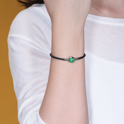LeatherBraidedCharmBraceletforWomen21cmSterlingSilverCloverClaspGingerLyneCollection_21cm-4