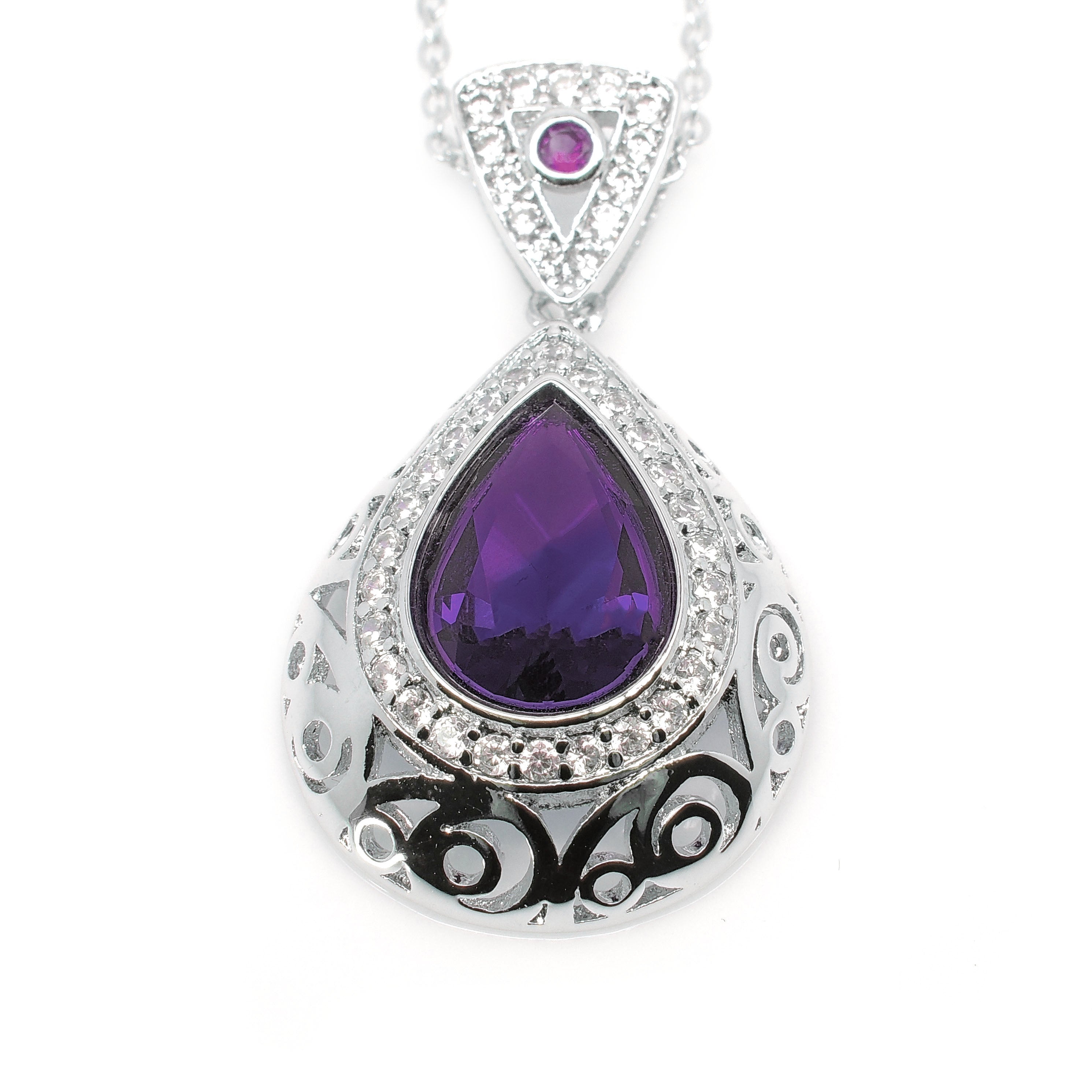 Lona Teardrop purple Cz Pendant Necklace Women Ginger Lyne Collection - Purple