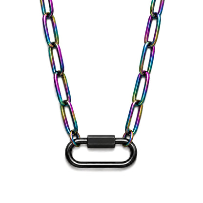Carabiner Charm Holder Necklace for Women by Ginger Lyne 18KT Gold Plated Stainless Steel 18-20"