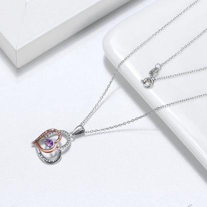 Birthstone Mom Necklace for Mother by Ginger Lyne Sterling Silver Swinging CZ - January