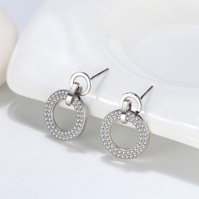 RoundCircleDropEarringsforWomenSterlingSilverClearCzGingerLyneCollection_Silver-4