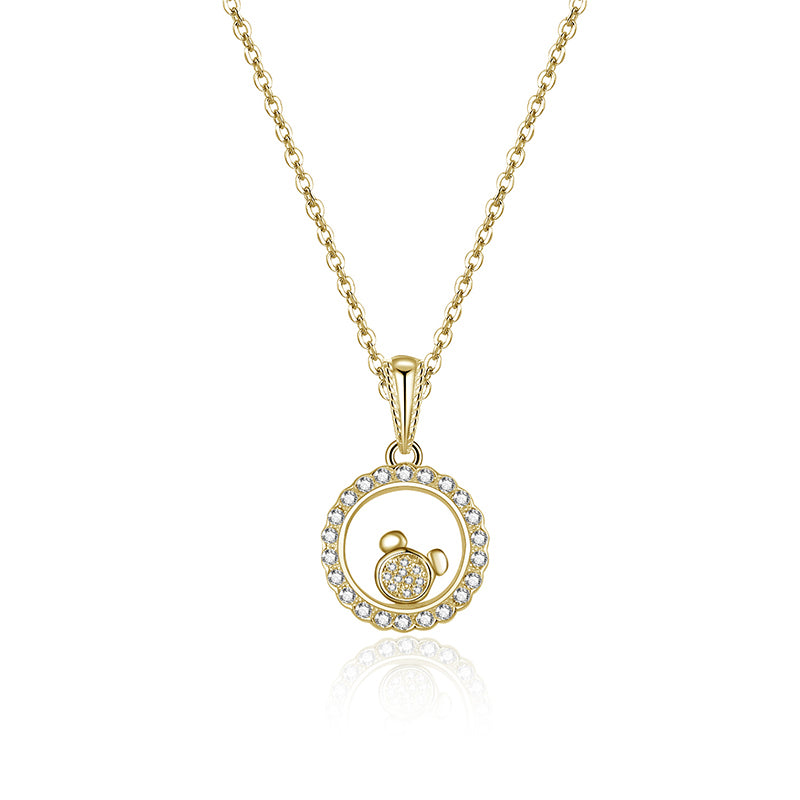 Floating CZ Bear Pendant Necklace for Women and Girls Gold Sterling Silver Ginger Lyne Collection - Necklace