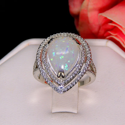 DanniStatementRingTeardropSimulatedFireOpalWomensGingerLyneCollection_Silver-4