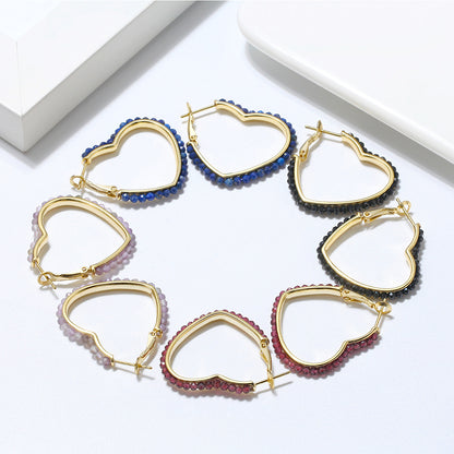 Heart Hoop Earrings for Women Purple Amethyst Gold Plated Sterling Silver Ginger Lyne Collection - Purple