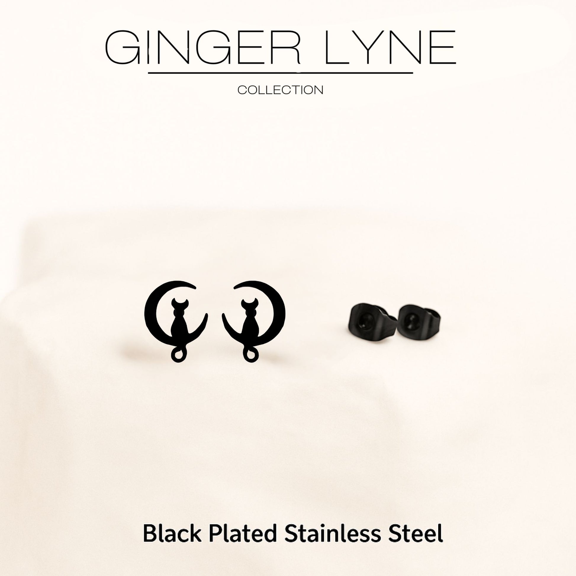 GingerLyneCatMoonEarringsforWomenStainlessSteelKittyStudsPetJewelryGiftsforHer_Black-3