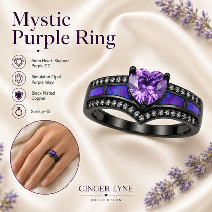 BlackEngagementRingforWomenMysticTopazCZHeartPromiseRingGiftforHerGingerLyne_Purple-3
