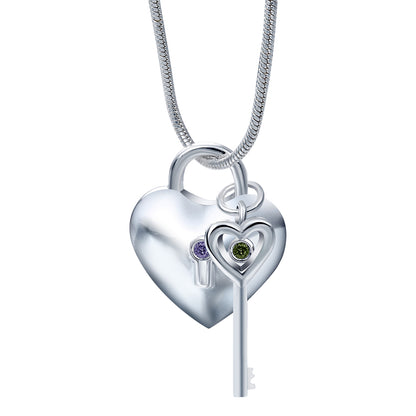 Heart with Key Pendant Necklace Silver Plated Womens Girls Ginger Lyne Collection