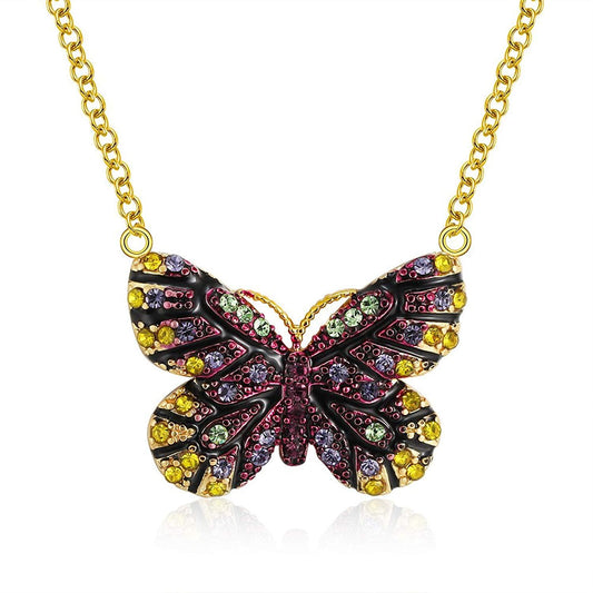 Butterfly Chain Pendant Necklace for Women Red Cubic Zirconia Ginger Lyne Collection