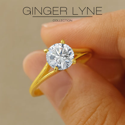 ArielEngagementRingCubicZirconiaWomenSterlingSilverGingerLyneCollection_Gold-4