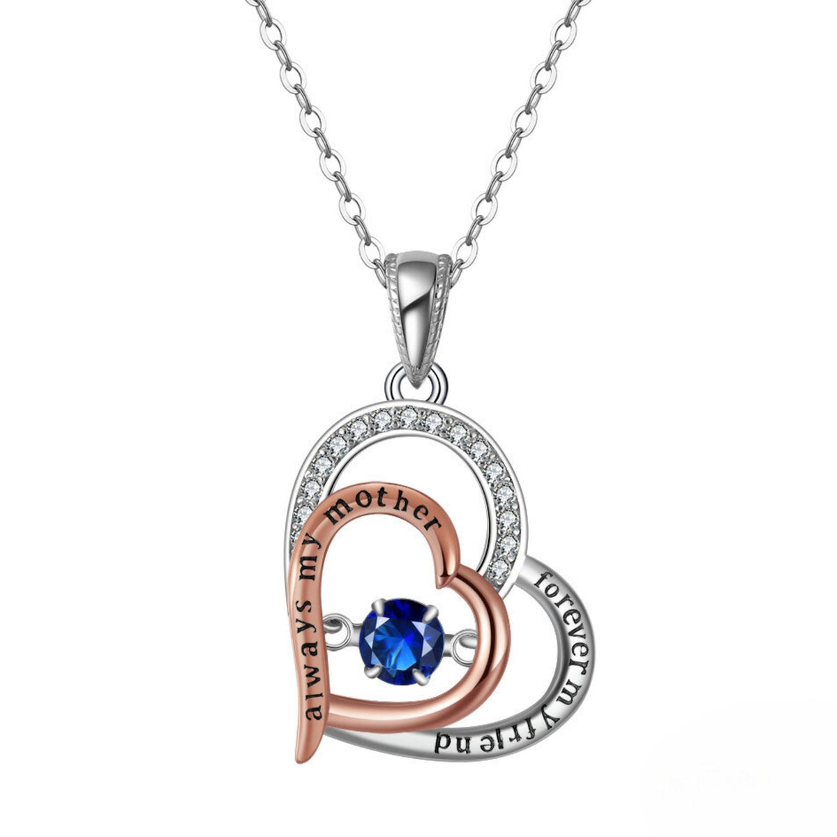 Birthstone Mom Necklace for Mother by Ginger Lyne Sterling Silver Swinging CZ - September